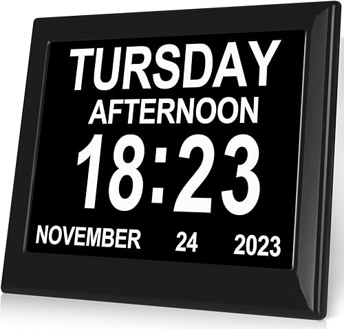 Aowasi Reloj digital de día, sin abreviaturas, día y fecha, demencia con problemas de visión, reloj calendario perfecto para personas mayores de 8