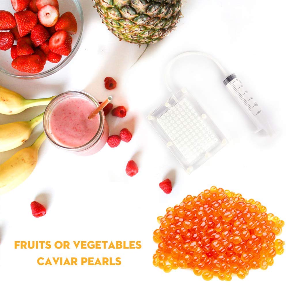 Máquina Para Hacer Caviar De 96 Agujeros, Gotero De Esferificación, Kit De Gastronomía Molecular, Dispensador De Salsa De Huevas, Herramientas Para Tamizar/Con Cuchara Y Jeringa