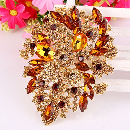 Image of EVER FAITH Women's Austrian Crystal Vintage Style Flower Leaf Cluster Brooch Pendant