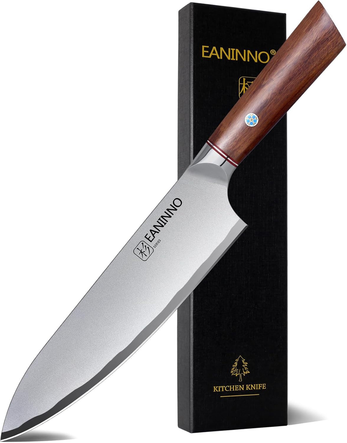 Chef Knife Japanese 8 inch Kitchen Knife Sharp High Carbon Stainless Steel Professional for Cutting Meat Vegetable with Ergonomic Wood Handle