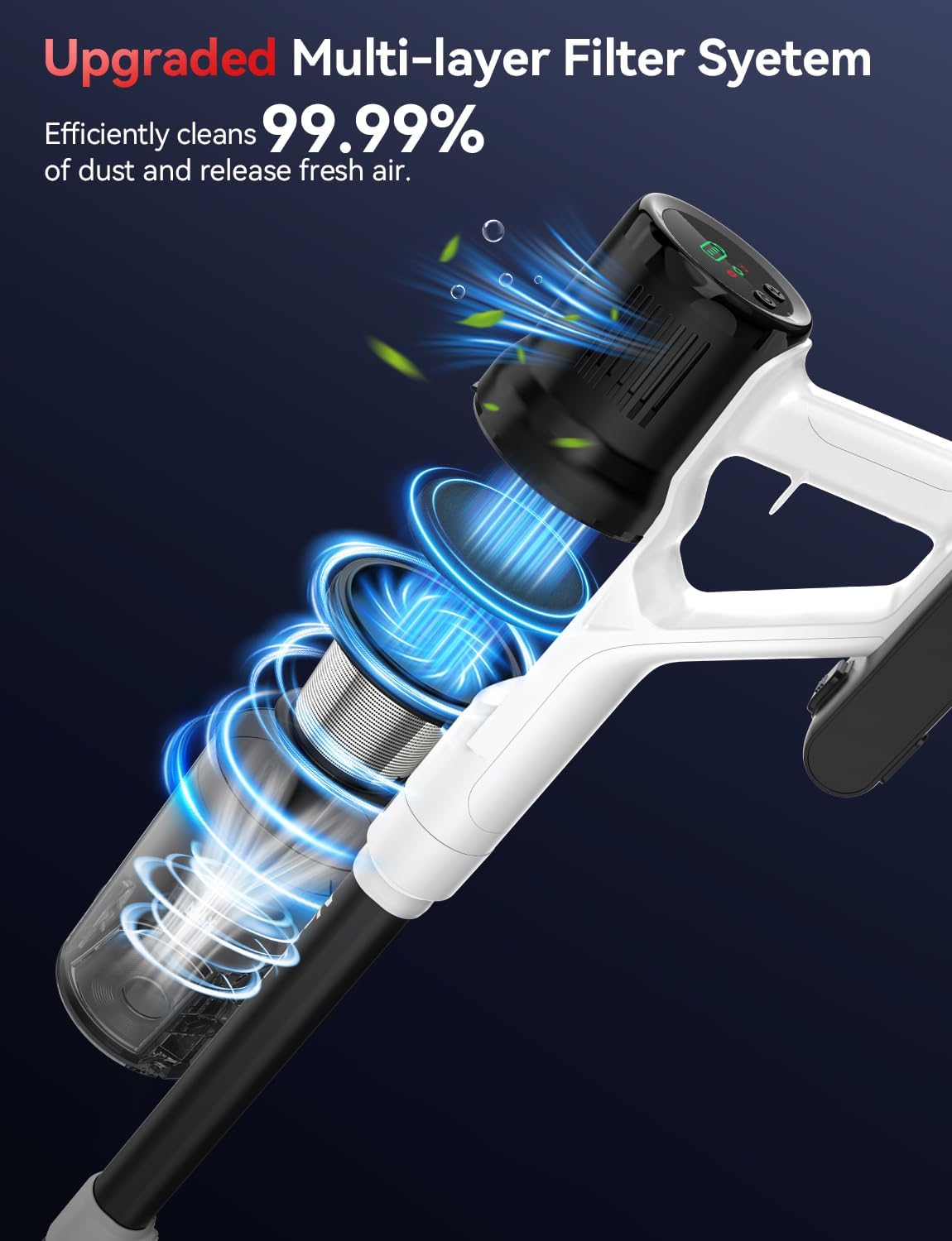 Cordless Vacuum Cleaner, 600W 50KPA 70Mins Cordless Stick Vacuum Cleaner with Self-Standing , Stick Vacuum with Intelligent Auto Mode, Anti-tangle Wireless Vacumm for Home/Pet Hair/Carpets/Floors