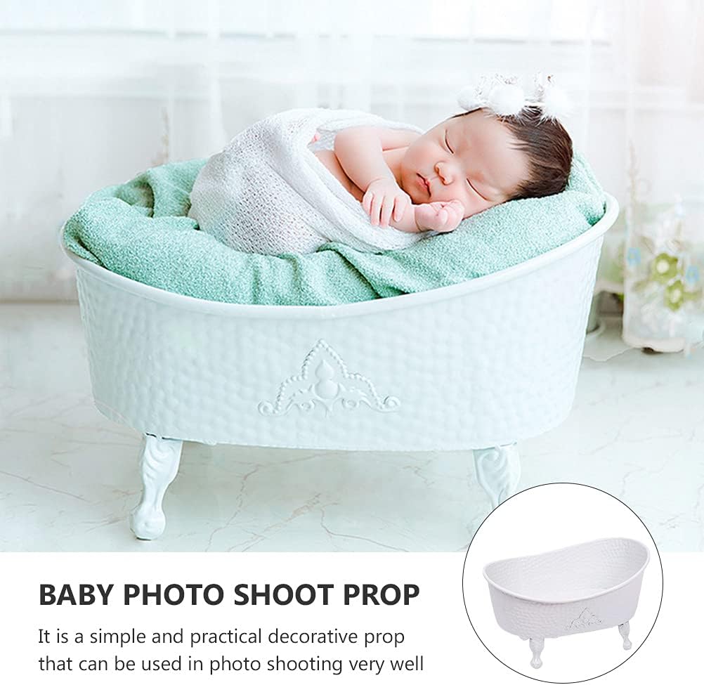 ABOOFAN 1pc Filming Bathtub Props Photo Prop for Baby Bathtub Decorations Baby Photoshoot Props Tub Chic Bathtub Prop Dollhouse Bathtub Baby Photo Prop Tub White Crafts Iron Newborn Metal