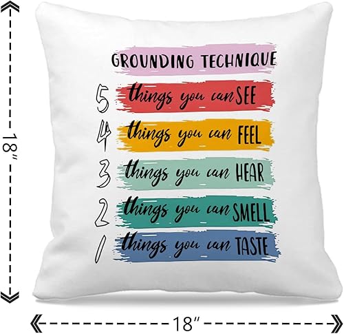 Miniatura 7 de NOGRIT Funda de almohada de técnica de conexión a tierra de 18 x 18 pulgadas decoración temática de salud mental para el hogar dormitorio sala de