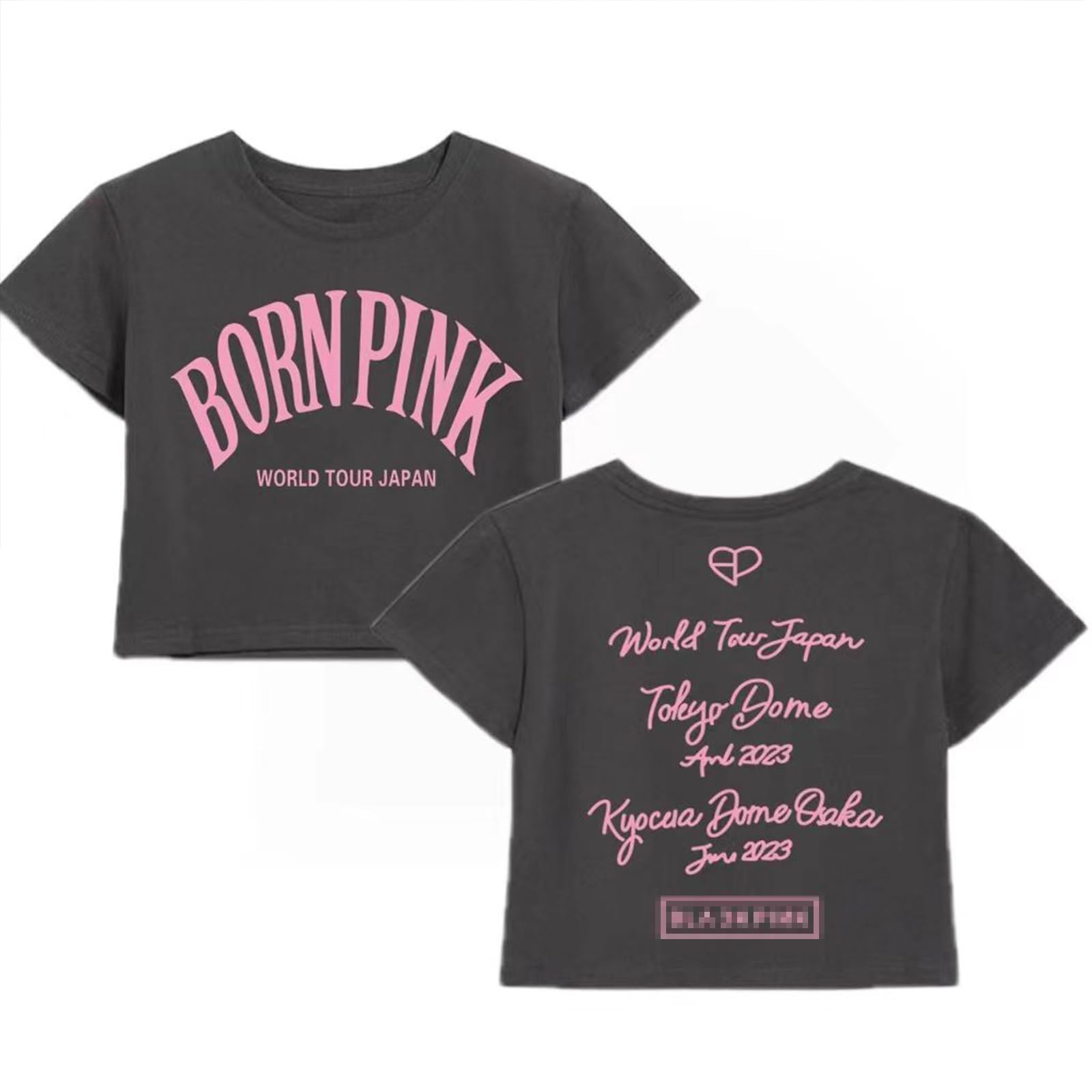 Amazon.co.jp: ブラックピンク Tシャツ 半袖 100%綿 へそ出し/標準