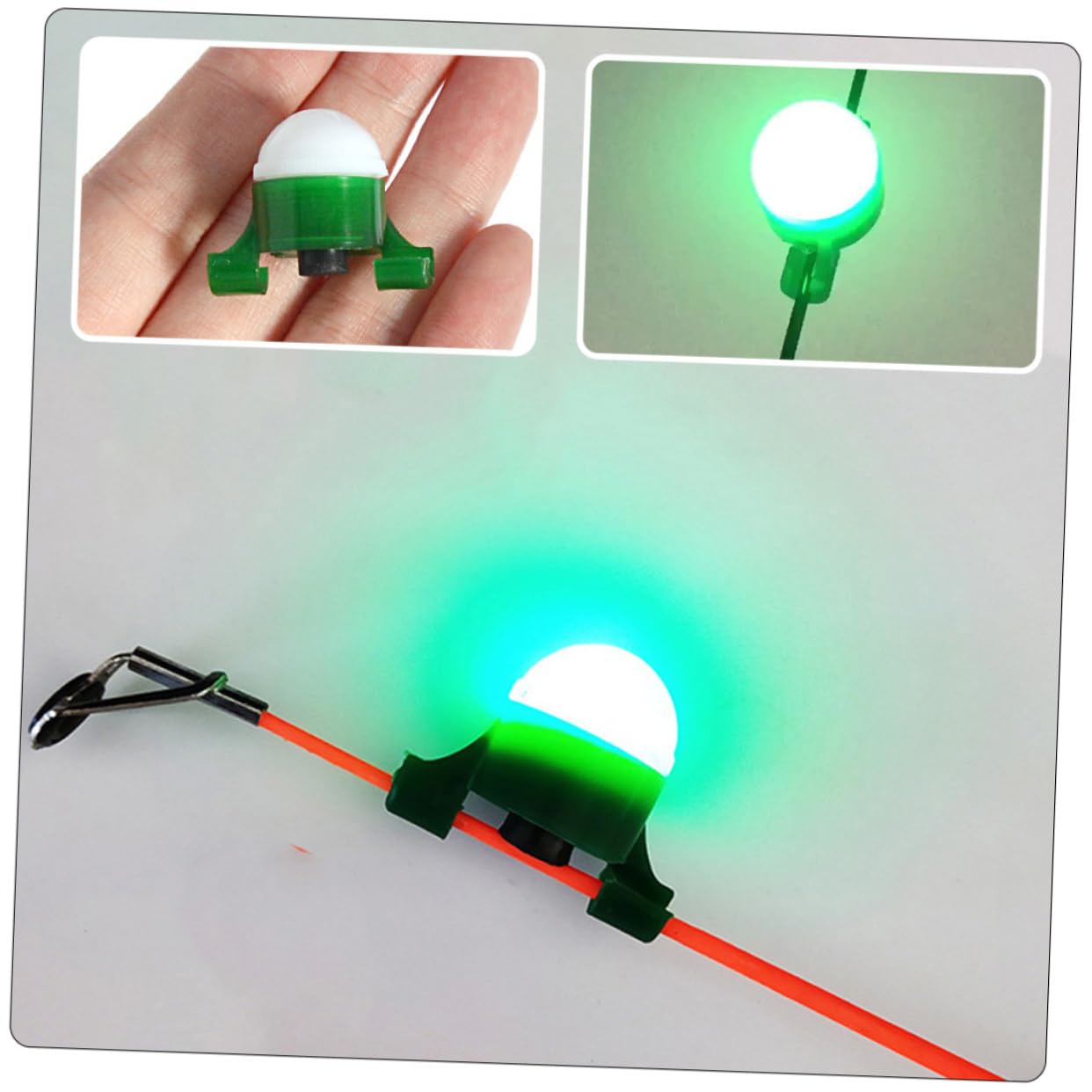 Abaodam Lumière D'alarme De Canne De Mer Lumière De Canne à Pêche Portable Feux De Pêche Éclairage De Pêche Lampe Pêche De Nuit Bâtons De Pêche Lumières Plastique Vert