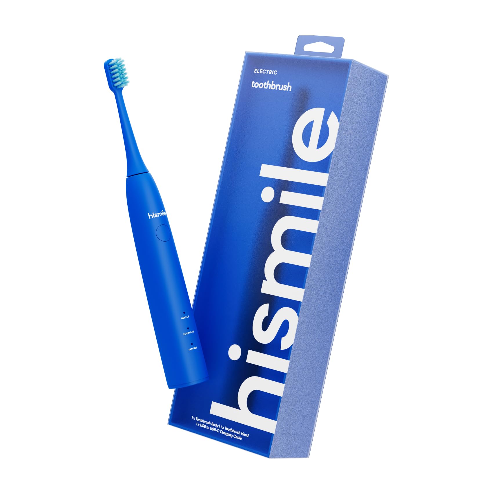 HISMILEElectric Toothbrush, 3 Brushing Modes, Smart Timer, Rechargeable, Soft-Tapered Bristles, Mode Memory (Bright Blue)