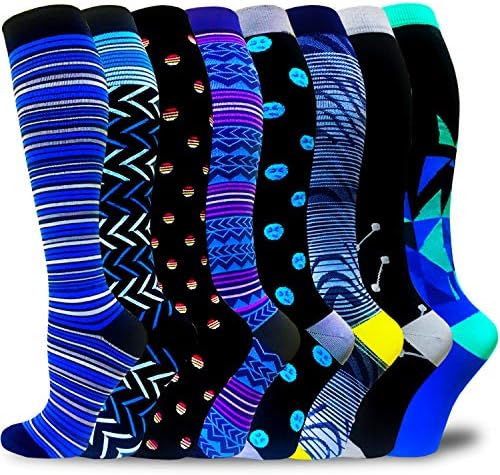 Aoliks7/8 Pairs Medical Compression Socks for Women & Men, Support Knee High Socks 20-30 mmHg for Running,Nurses,Travel