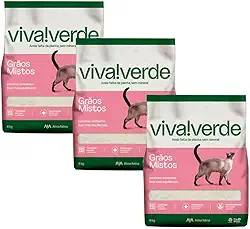 Kit 3 Areia Higiênica Biodegradável para Gatos Petfive / Viva Verde Vida Descomplicada 4kg