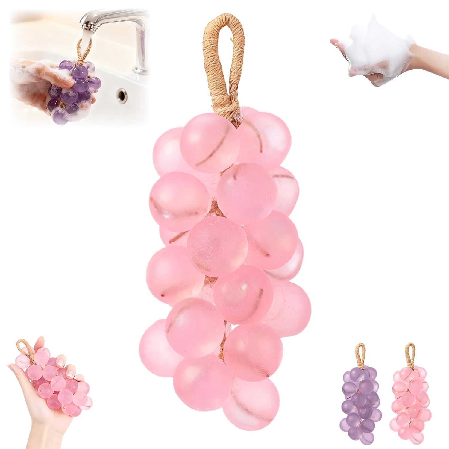 Grape Soap On A Rope Handmade Grapes Cluster Shaped Soaps Natural Cold Process Artisan Soaps Lasting Fragrance for