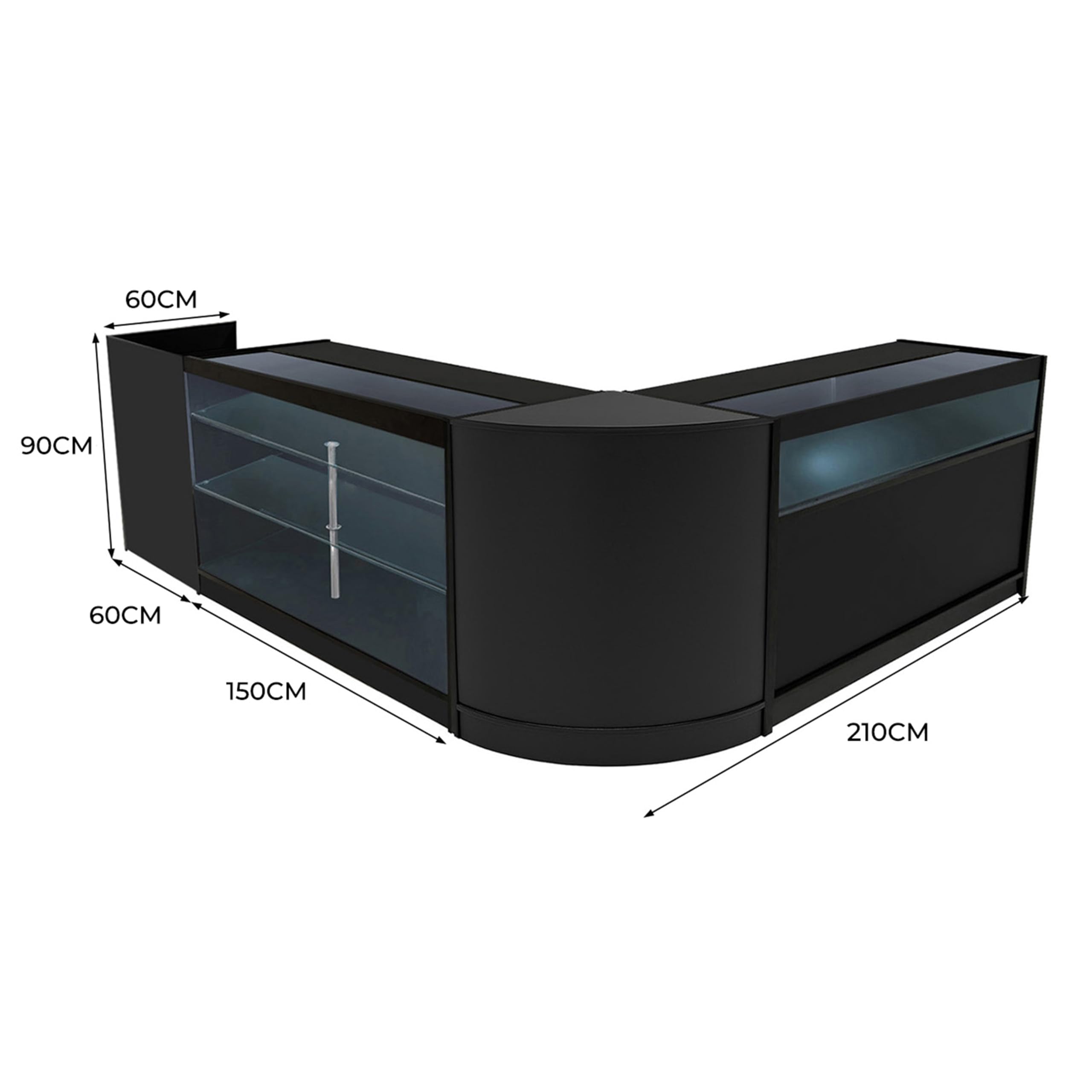 Black Shop zestaw liczników Polaris LED Light K1500 B1500 CM60 TB60 150 cm 60 cm W Zamykane drzwi przesuwne klucze jednostki do przechowywania detalicznego do bloku szklana witryna witryna szafka