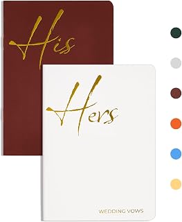 Vow Books His and Hers, Wedding Vow Books with Gold Foil Lettering for Your Wedding, Perfect Wedding Present for Keepsake-Brown&White