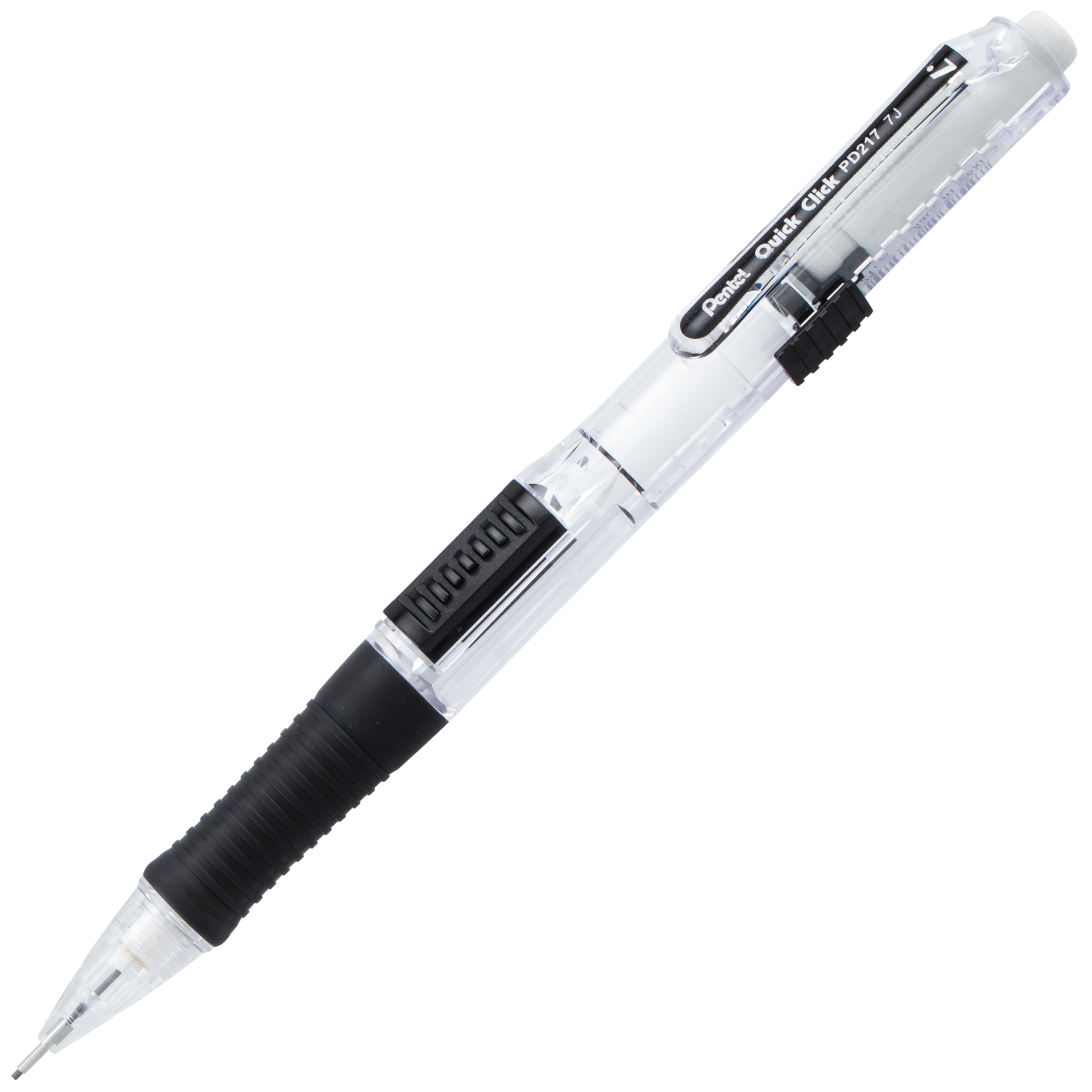 Pentel Quick Click - Portaminas (0,5 mm), incluye mina de recambio y gomas de borrar, paquete de 8 lápices (PD215LEBP8)