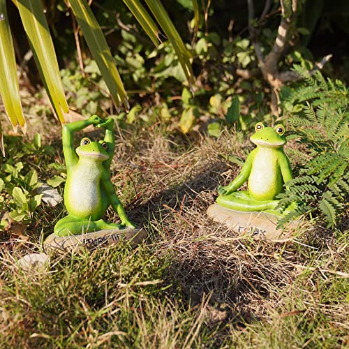 Garden Yoga Frog Decor Statues - 2 Pcs Yoga Decor Figurines Frog Statue Animal Decorative Garden Sculptures Statues Resin Garden Decor For Outside Garden Outdoor Statues 4.5 * 4* 6 Inch Lc Lcdecohome #TOP5