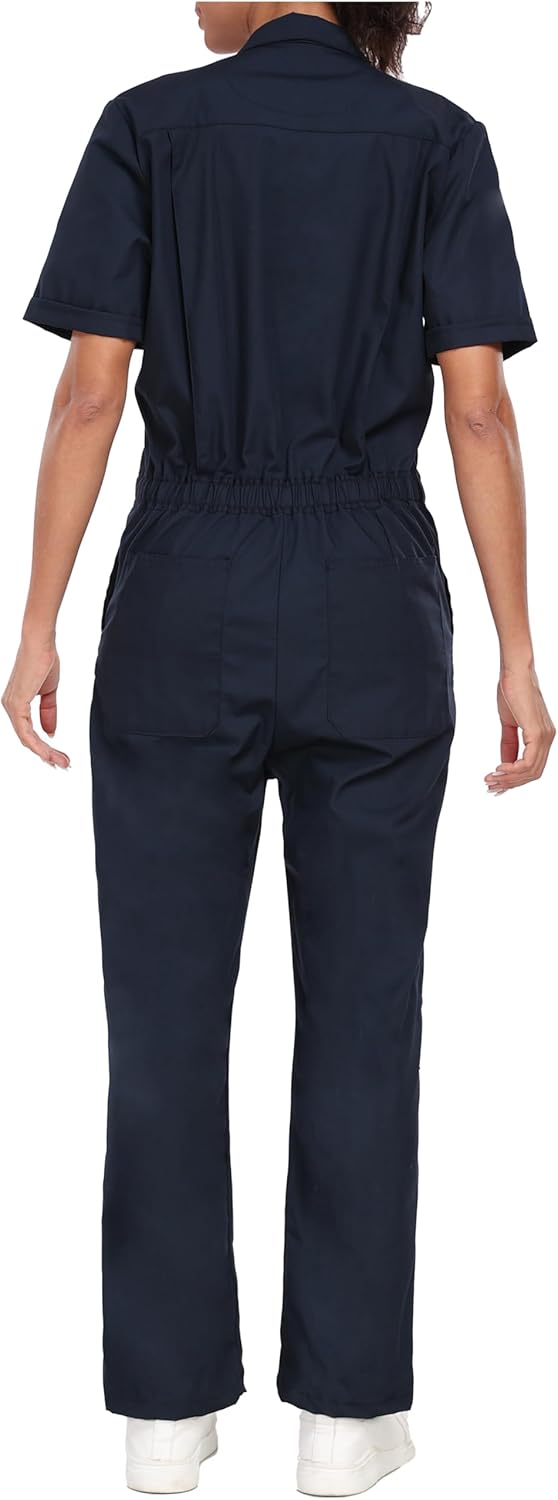 wantdo Coveralls for Women, Snap-Front Cotton Work Jumpsuits Twill Action Back