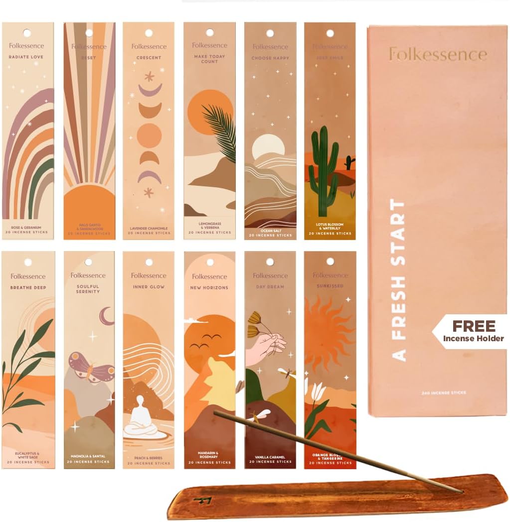 – Folkulture Incense Sticks (120 Sticks) | Set of 6 Premium Incense for Aromatherapy, Relaxation, Home | No Charcoal, Non Toxic, 45 Mins Palo Santo, Sandalwood Insence-Sticks