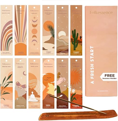 Varillas de incienso (Un nuevo comienzo, juego de 12 (240 varillas) con soporte)