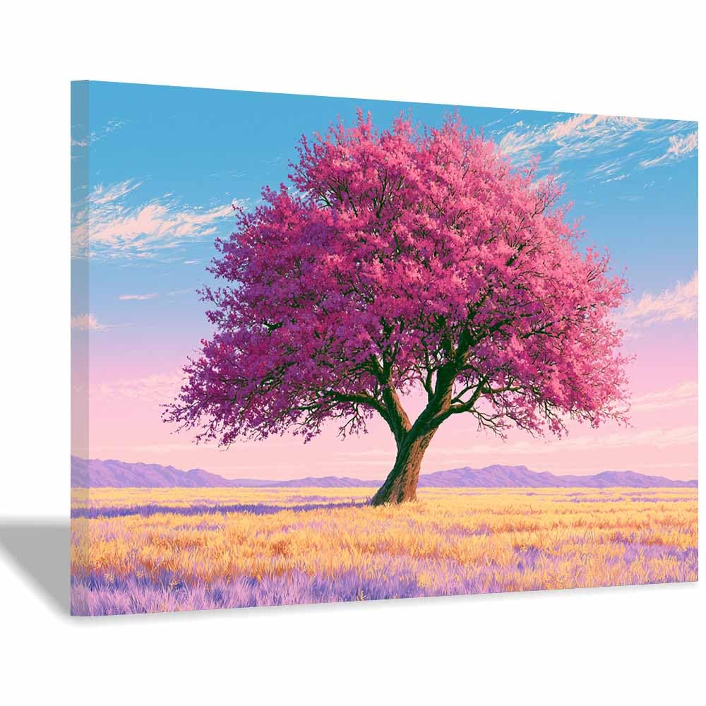HOQIU Canvas Wall Art Creek Luminous Tree tree poster, landscape wall art, for Living Room Bedroom Bathroom.(Multicolor)-70x100cm Framed