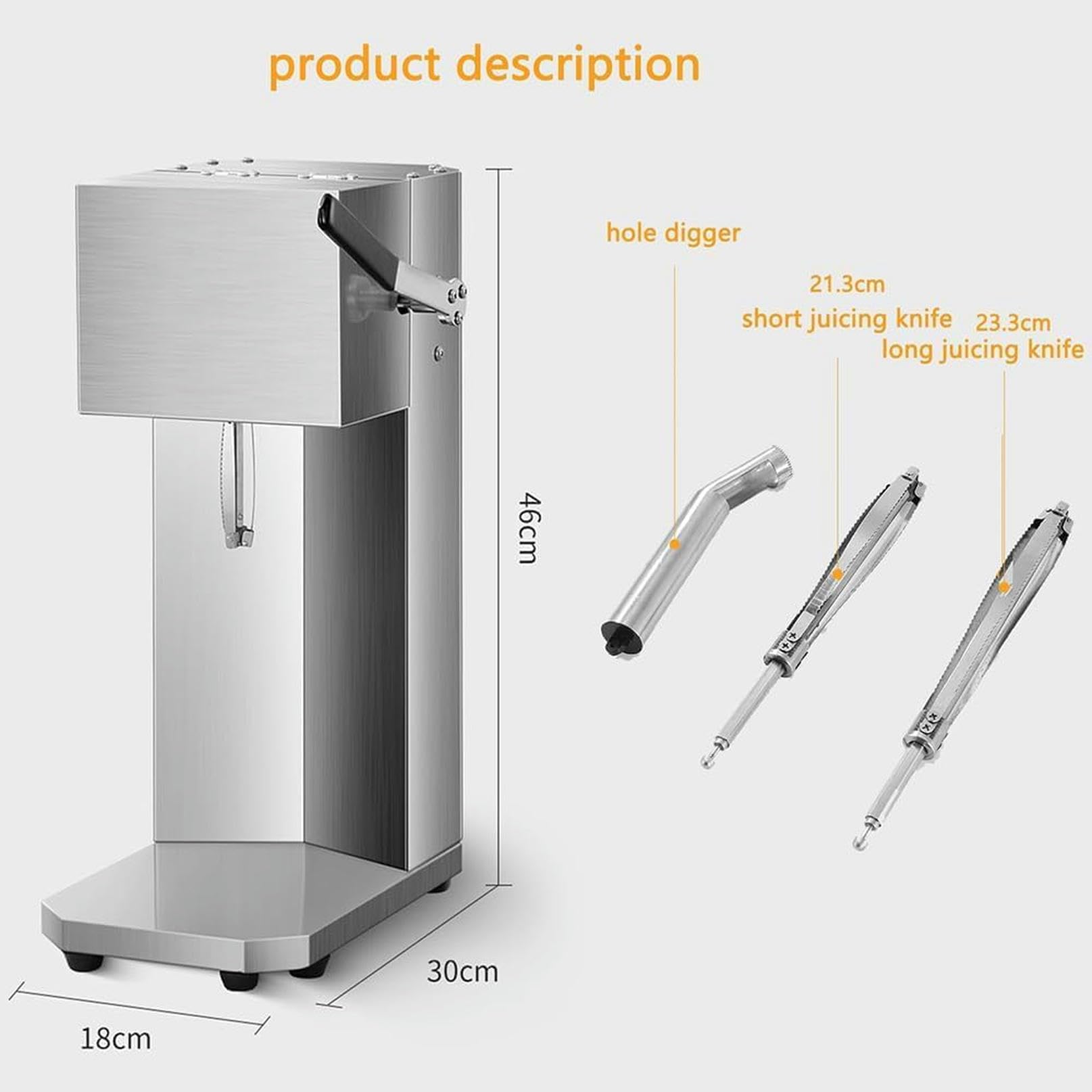 Spremiagrumi elettrico, spremiagrumi e frantoio in acciaio inox, senza sforzo in 3 secondi, facile da pulire per bar e ristoranti