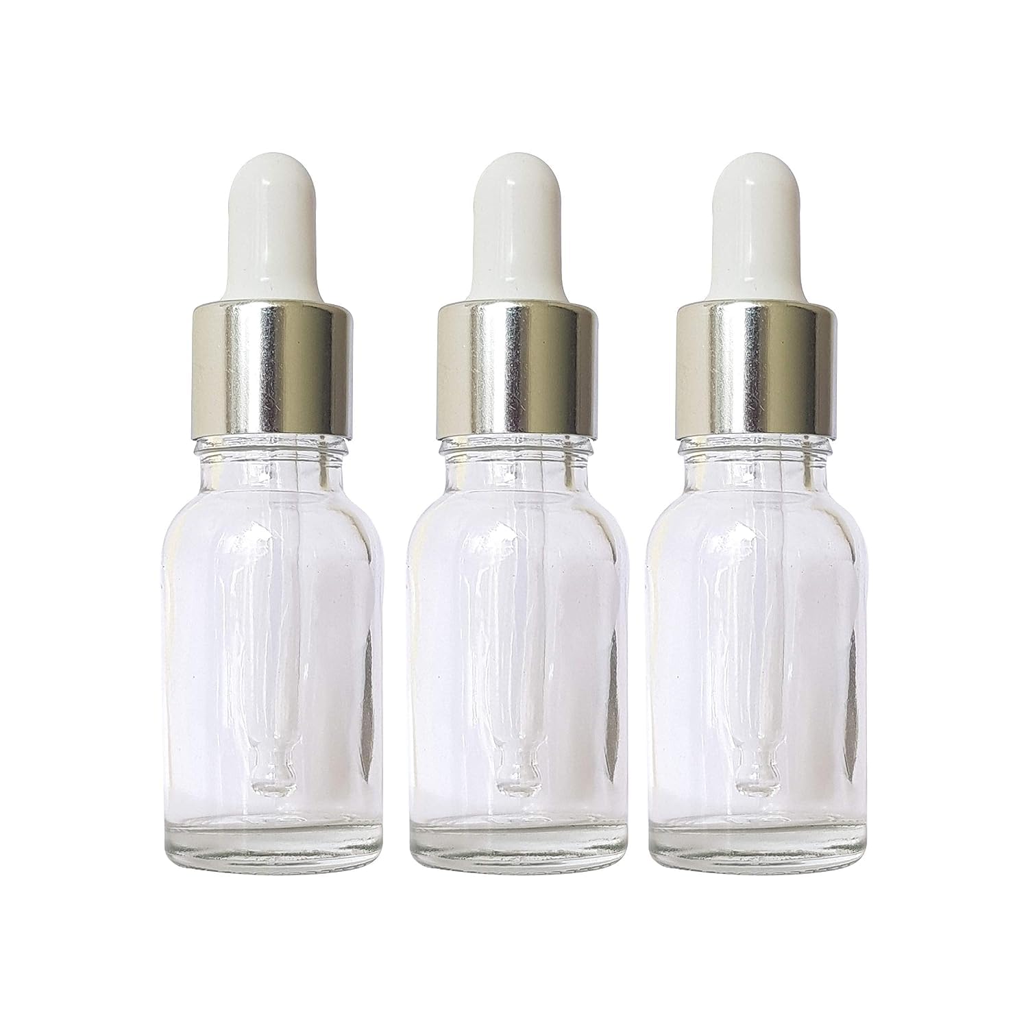Multipurpose Empty Glass Bottle with Silver Plating Dropper For Essential Oils, Fragrances, Perfumes,Serum Bottles (15 ml) - Pack of 3-image-42