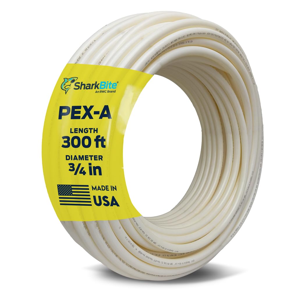 SharkBite 3/4 Inch x 300 Feet White PEX-A, Made in the USA, Flexible Water Pipe Tubing for Plumbing, UA70W300