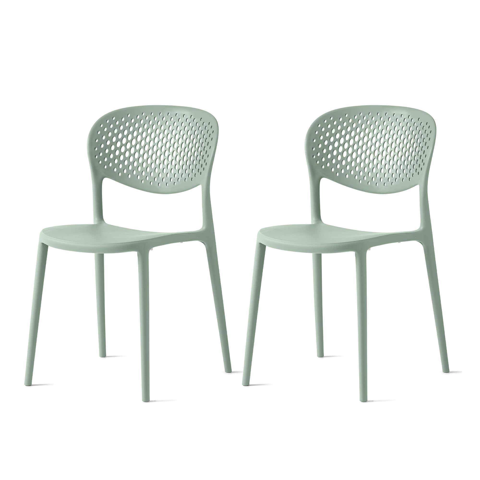 Connubia, 2 ABBY chairs perforated backrest, 100% recycled polypropylene MATT THYME GREEN