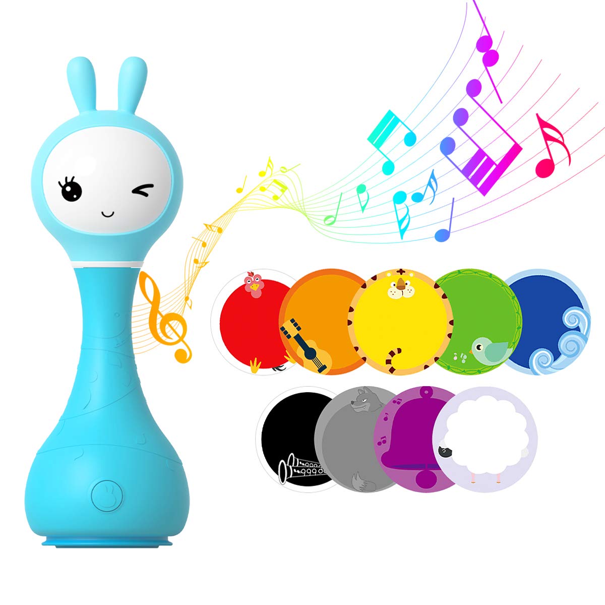 Alilo Bunny Baby Rattle Shaker and Teether Toys for 0-6-12 Months,Electronic Rattle Infants Toy,9 Ki