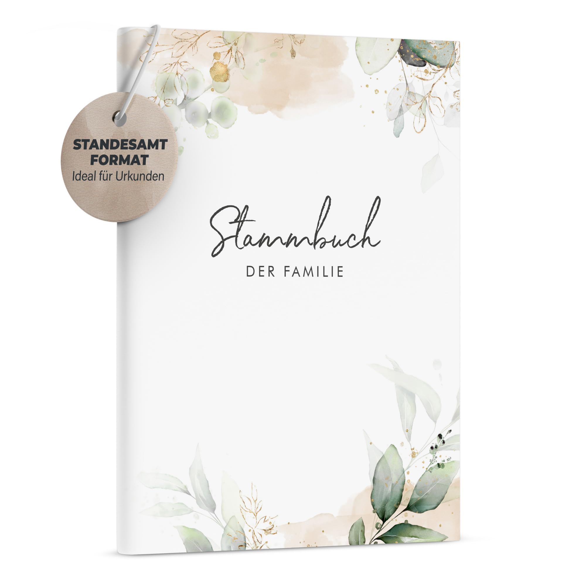 Stammbuch der Familie - modernes Familienstammbuch - Hochzeit Standesamt - Hardcover 16x21cm - Greenery Glitter