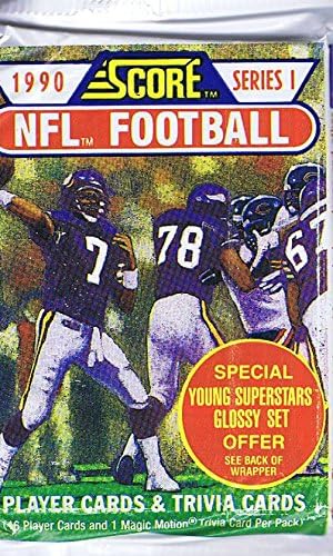 Paquete de cera de tarjetas coleccionables de fútbol americano de la NFL Score Series 1 de 1990, 16 tarjetas por paquete individual