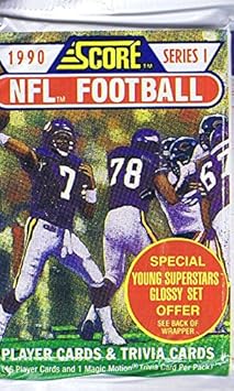1990 Score Series 1 NFL Football Trading Cards Wax Pack - 16 Cards Per Single Pack