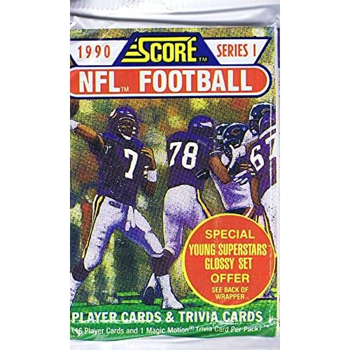 1990 Score Series 1 NFL Football Trading Cards Wax Pack – 16 Cards Per Single Pack
