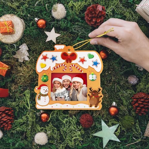 28 Pack Christmas Picture Frame Craft Kits for Kids, Xmas DIY Gingerbread House Candy Photo Craft Christmas Hanging Frame Ornaments for Xmas Tree Holiday Art Decorations Home Class Game Activities by GuassLee - Image 7