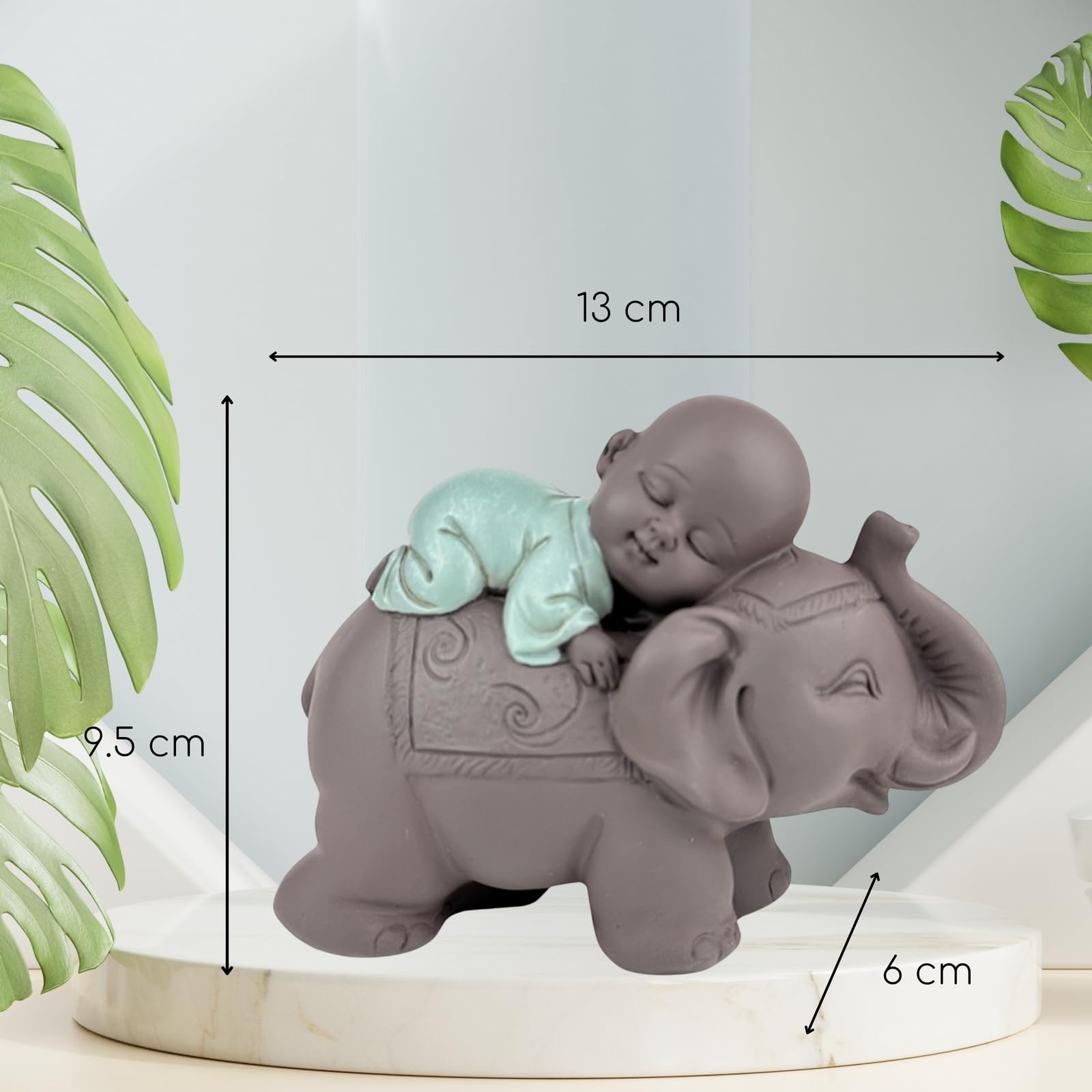 Zen'Light Statue Buddha Bonze Sleeping on Elephant, Zen Atmosphere in Your Sacred Room, Beautiful Lucky Figurine - Image 4