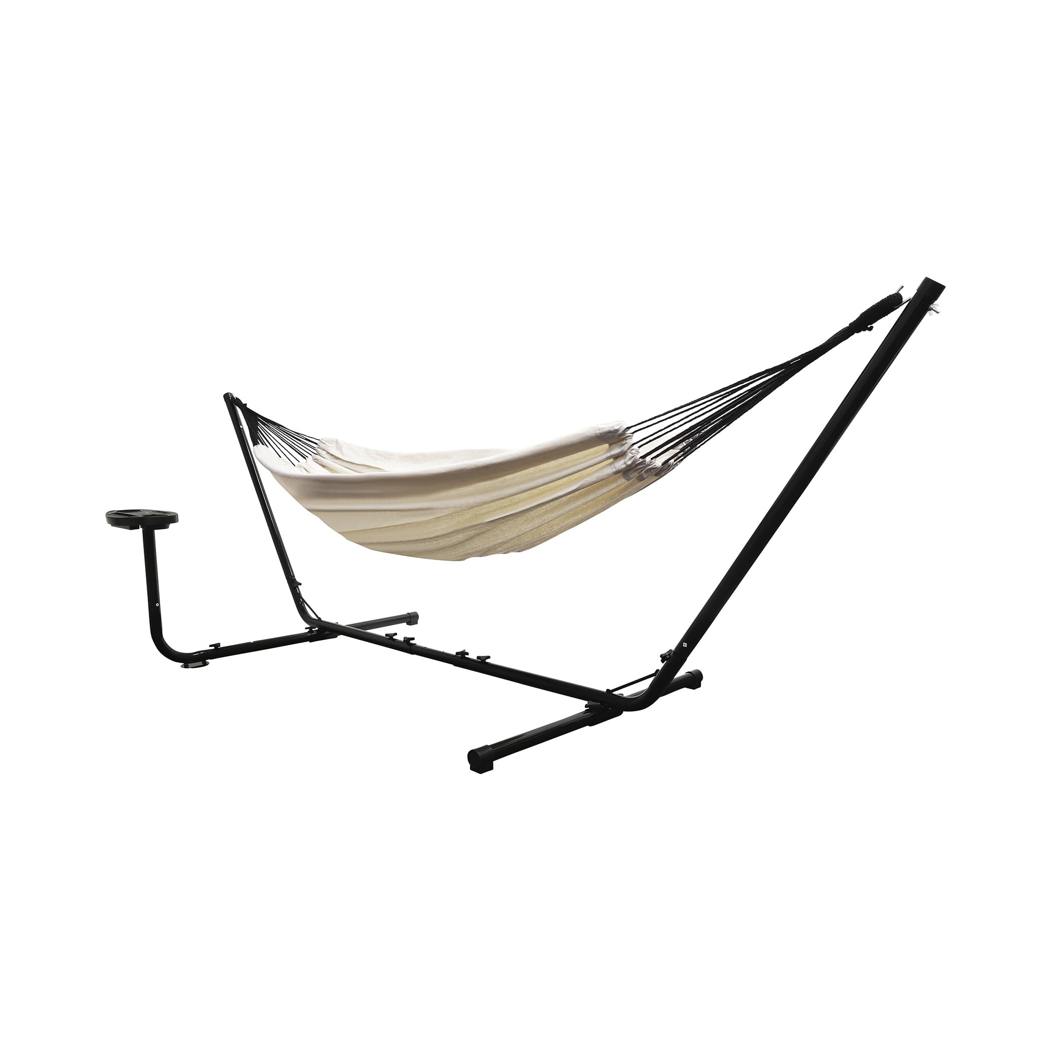 Niceey Hamaca con Soporte Incluido, Soporte para Bebidas, Hamaca Doble para 2 Personas -Estructura Estable, Soporta hasta 250 kg, para Interior y Exterior, Beige