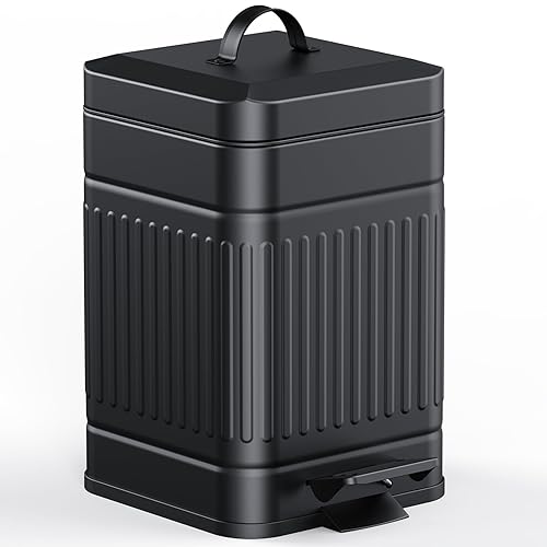 Cubo de basura pequeño con tapa de 5 litros1.3 galones, de acero inoxidable, para exteriores, para exteriores, cubo de basura de metal retro con