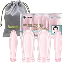 ICUPPING Silicone Facial Cupping Set for Face, Massage Cups, 4 Pink Cups