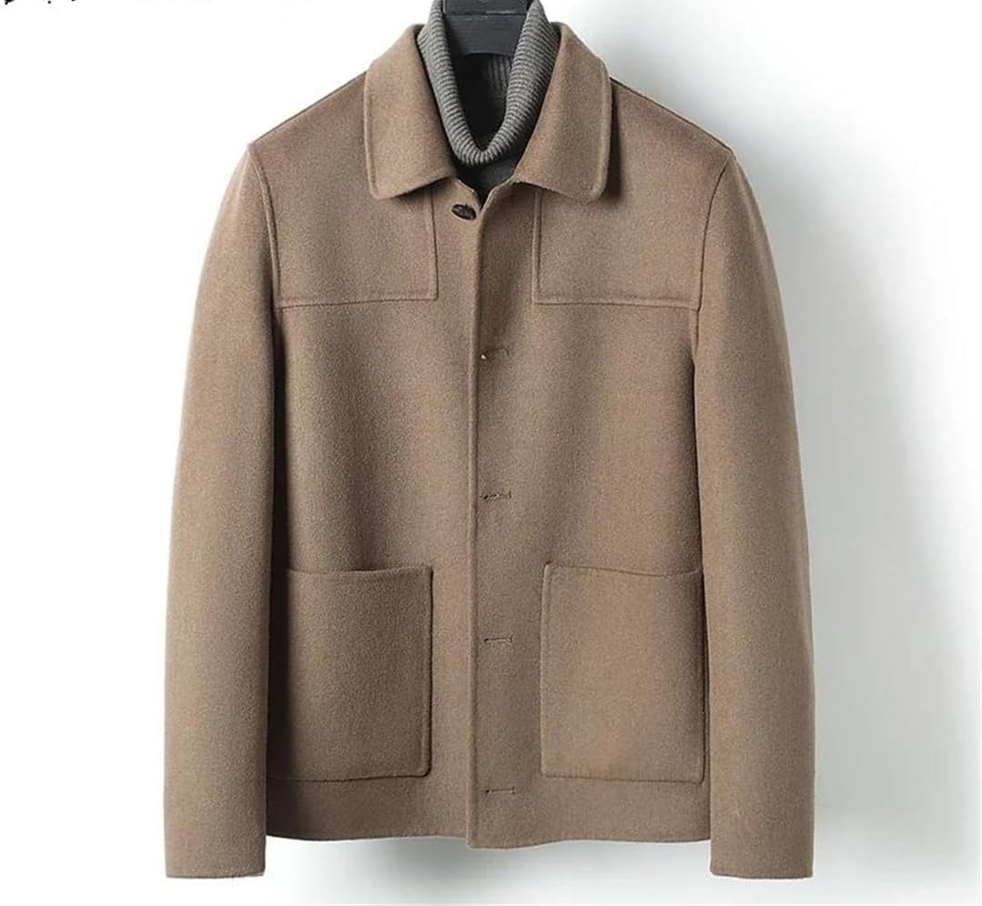Wjnvfioo Men's Winter Wool Coat Fashion Warm Short Jacket Trench Coat Down Outerwear Casual Outerwear