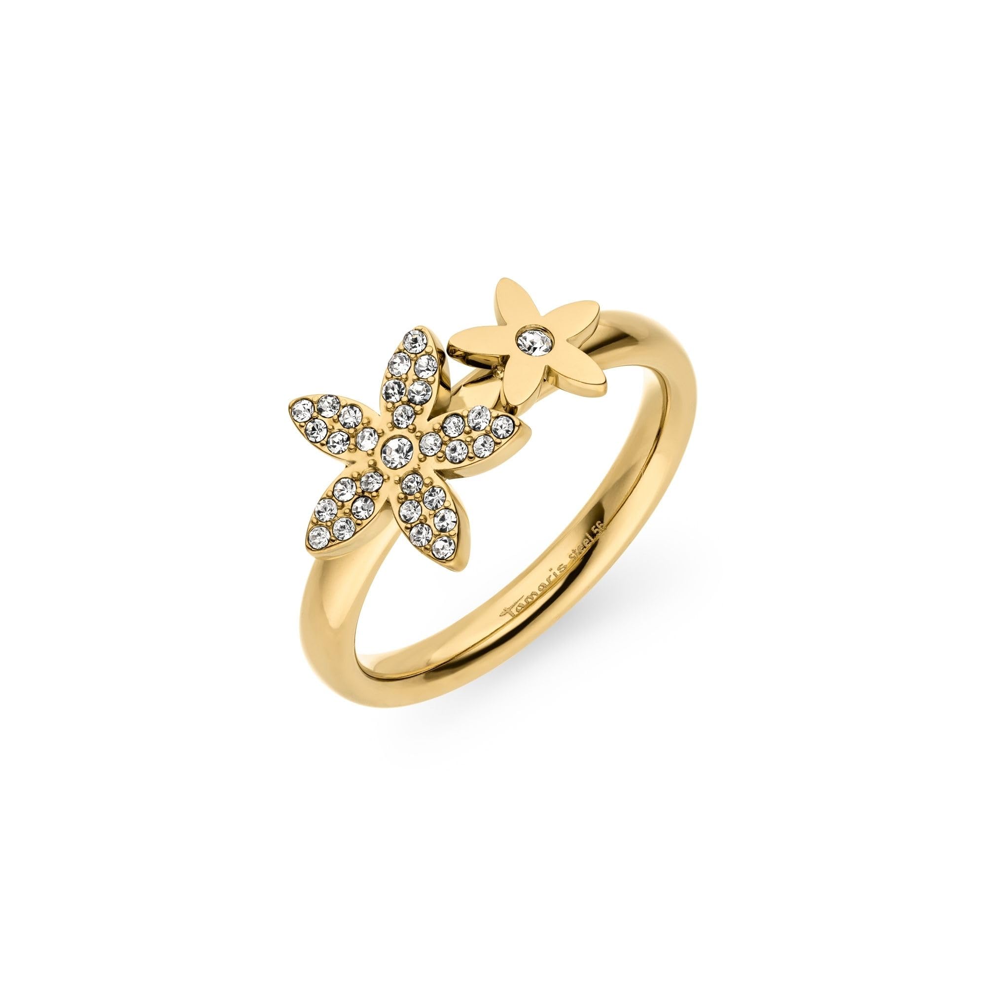 Tamaris Damen Ring aus Edelstahl mit Blütenmotiv