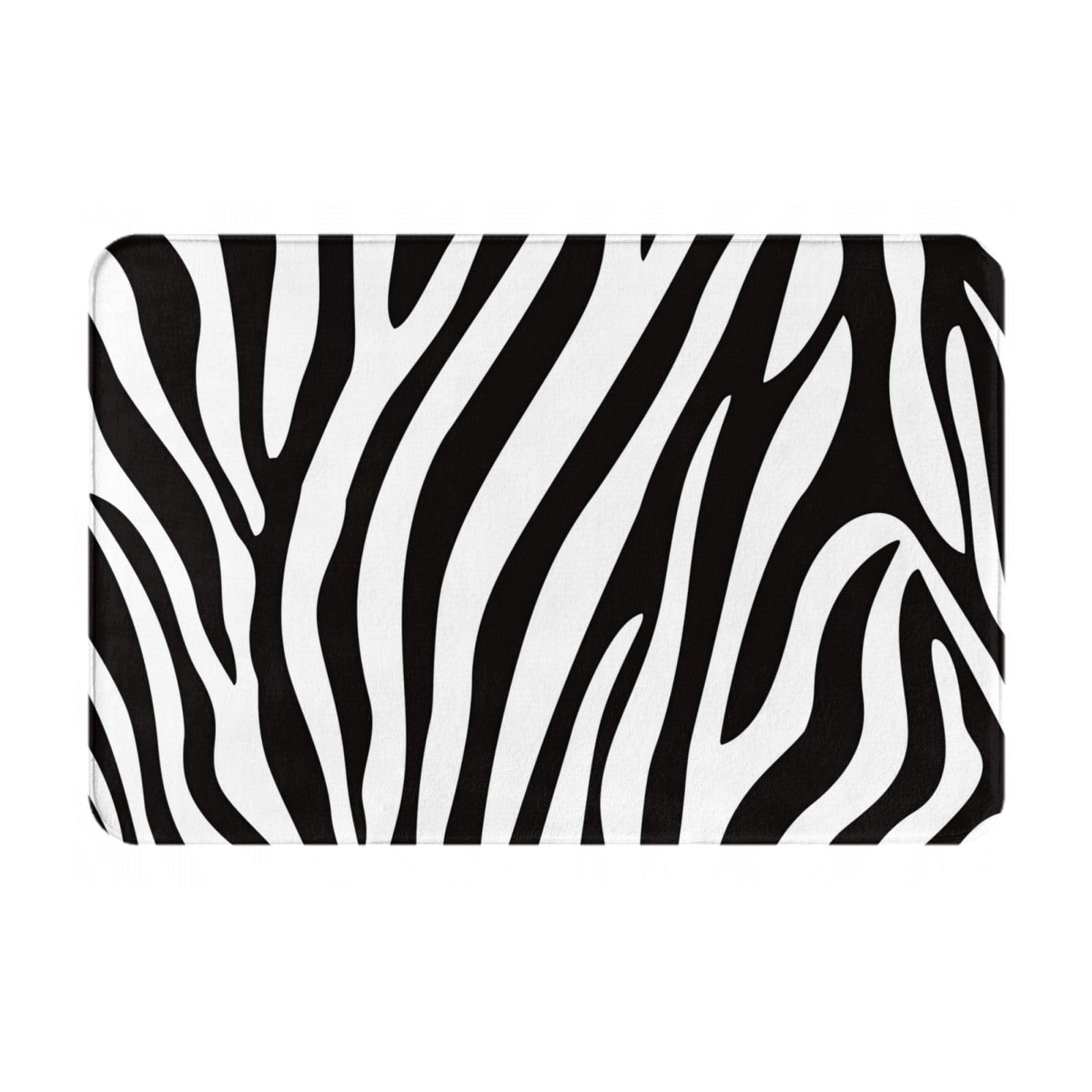 Alfombra de baño antideslizante para suelo de baño, diseño de cebra en blanco y negro, 16 x 24 pulgadas, súper absorción de agua, diseño acogedor, lavable a máquina