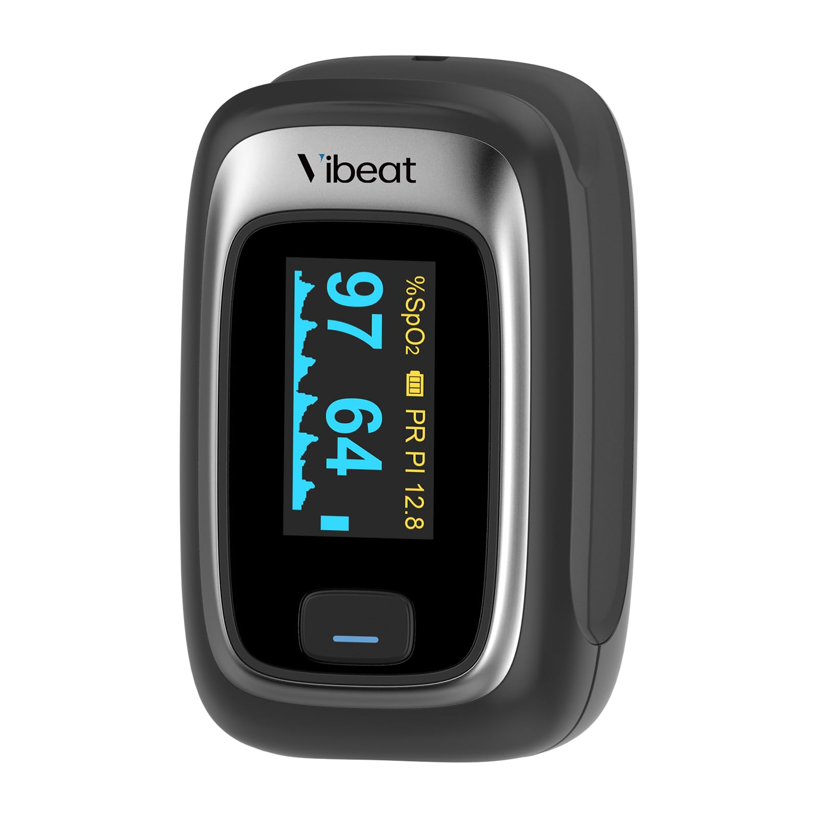 Vibeat Fingertip Pulse Oximeter, Blood Oxygen Saturation Monitor, Finger O2 Sensor with Pulse Rate, Batteries and Lanyard Included, Black