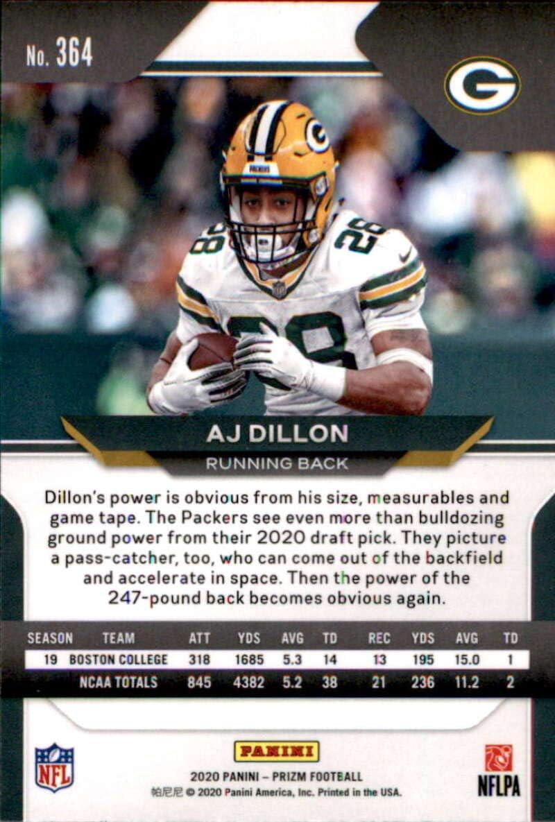 2020 Panini Prizm #364 AJ Dillon Green Bay Packers Rookie Football Card