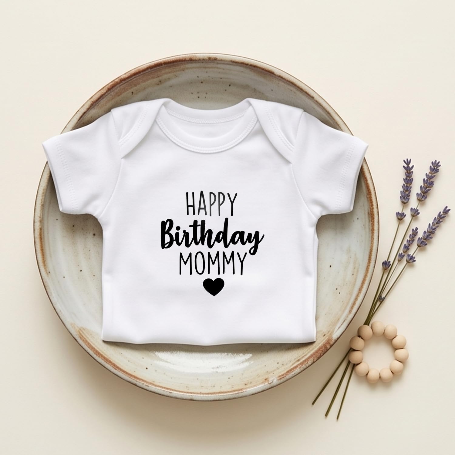 Printique Organic Cotton Baby Onesie “Happy Birthday” Infant Bodysuit, Soft Breathable Newborn Outfit, Unisex Baby Clothes image 3