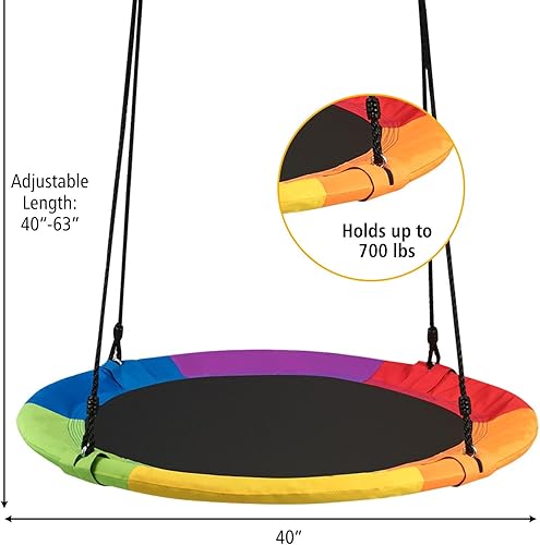 Miniatura 7 de KOTEK Juego de columpio para niños al aire libre de 550 libras con soporte de columpio de metal, columpio de árbol de platillo de 40 pulgadas, marco