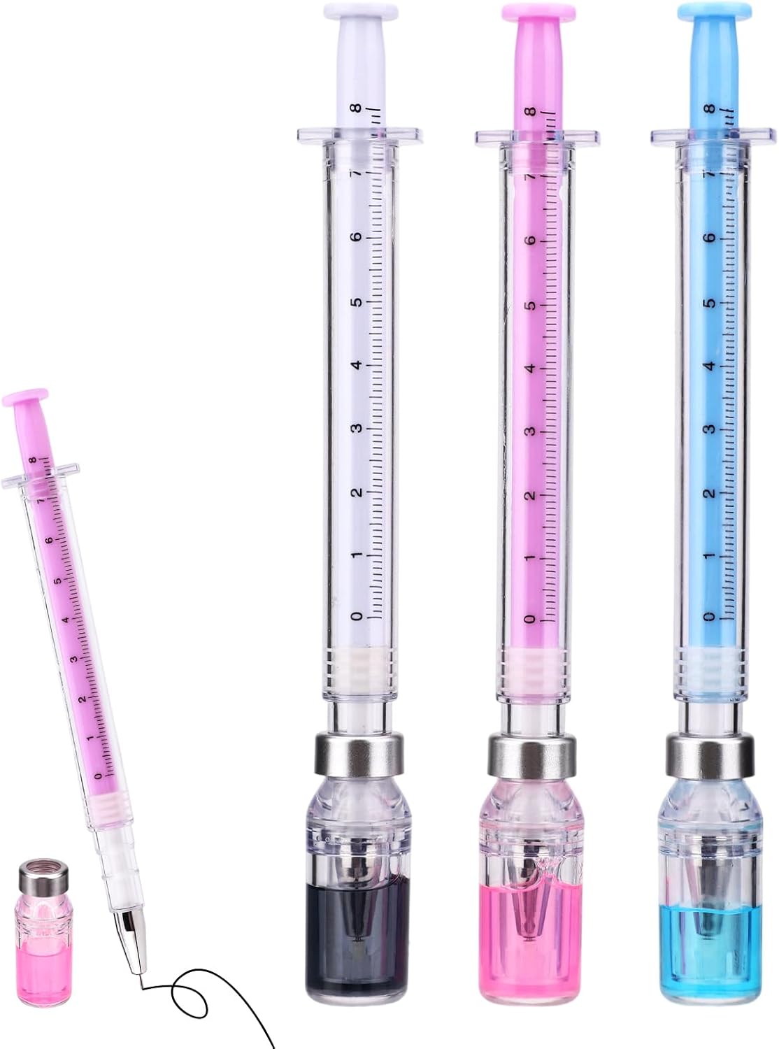 3pcs Syringe Shaped Gel Ink Pens, Syringe Shaped Nurses Pens