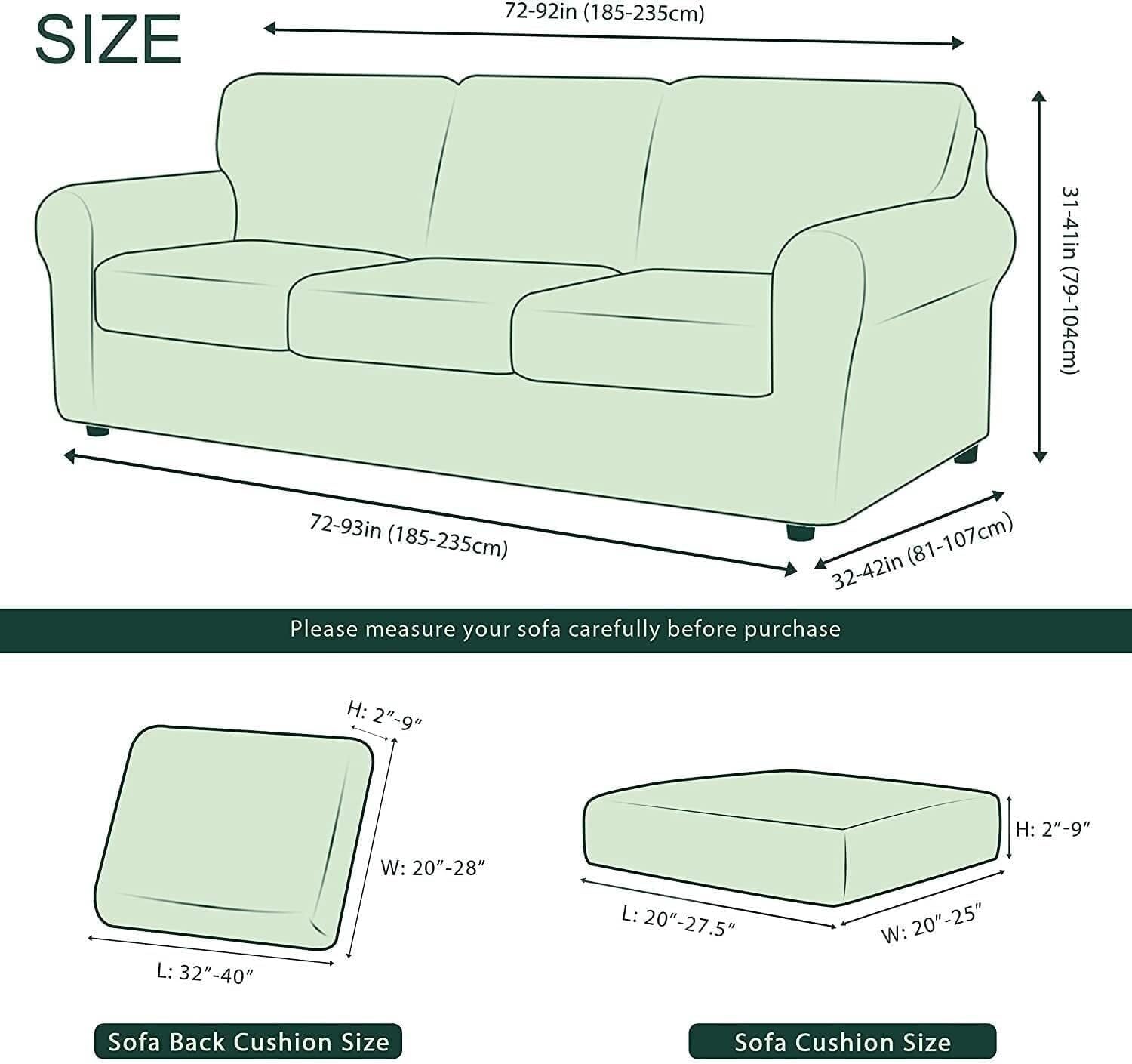 3 4 Cushion Spandex Jacquard Stretch Sofa Slipcover, Non-Slip Washable Couch Cover for Pets & Kids (Color : J, Size : 3 Seater(185-235cm))