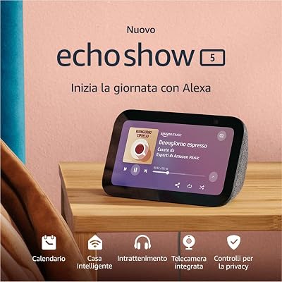 Ricondizionato Certificato|Echo Show 5 (Ultimo modello) | Schermo touch intelligente e compatto, con Alexa: controllo della Casa Intelligente e molto altro | Antracite
