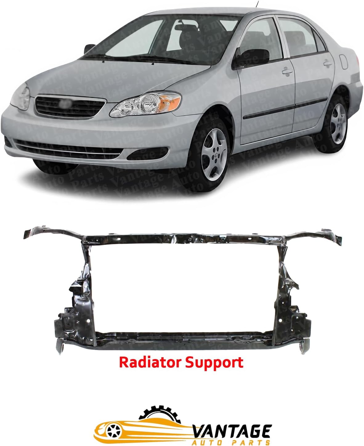 Front Radiator Support Assembly w/o Center Support Compatible with Toyota Corolla 2003-2008 | DIRECT REPLACEMENT | 5320102100 | TO1225233