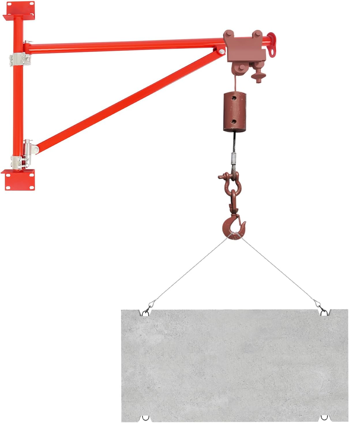 Heavy-Duty Wall Mount Jib Crane,41 lbs Load Capacity,Hoist Holder Swing Arm,180° Rotating Scaffold Lifting Arm for Electric Hoist (Red)