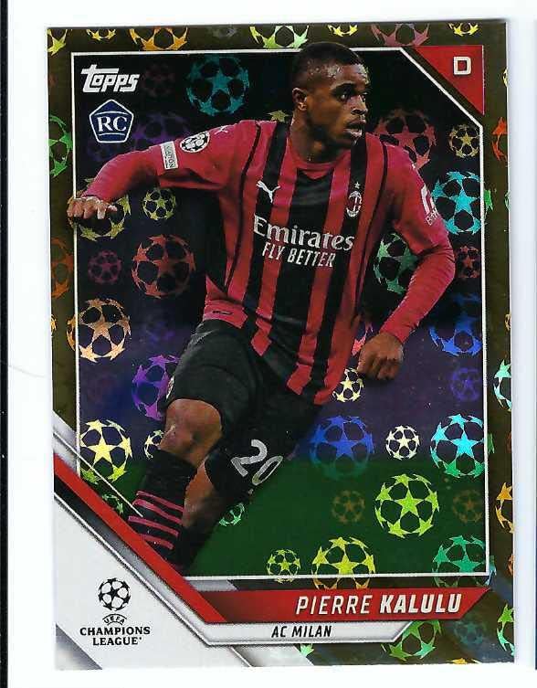 PIERRE KALULU 2021-22 Topps UEFA Champions League Soccer #77 GOLD STARBALL FOIL PARALLEL Rookie Card RC #30 of only 50 Made! AC Milan France