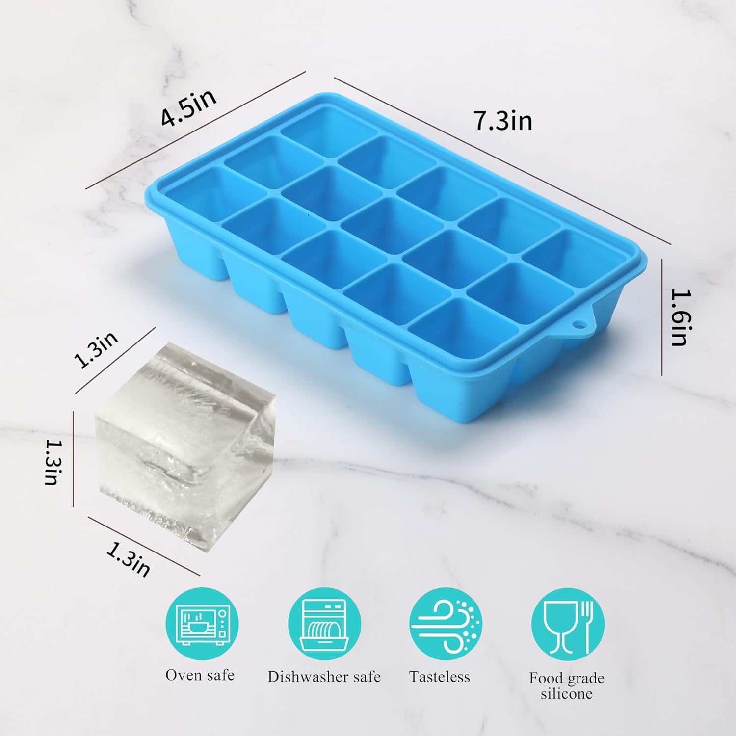 2 Tbsp Silicone Freezer Molds - Perfect for Storing Garlic, Ginger, Herbs,Pesto, Tomato Paste, Lemon Juice,Vegetable Purees,Purees and More - Silicone Food Freezer Tray (Blue 4 Pack)