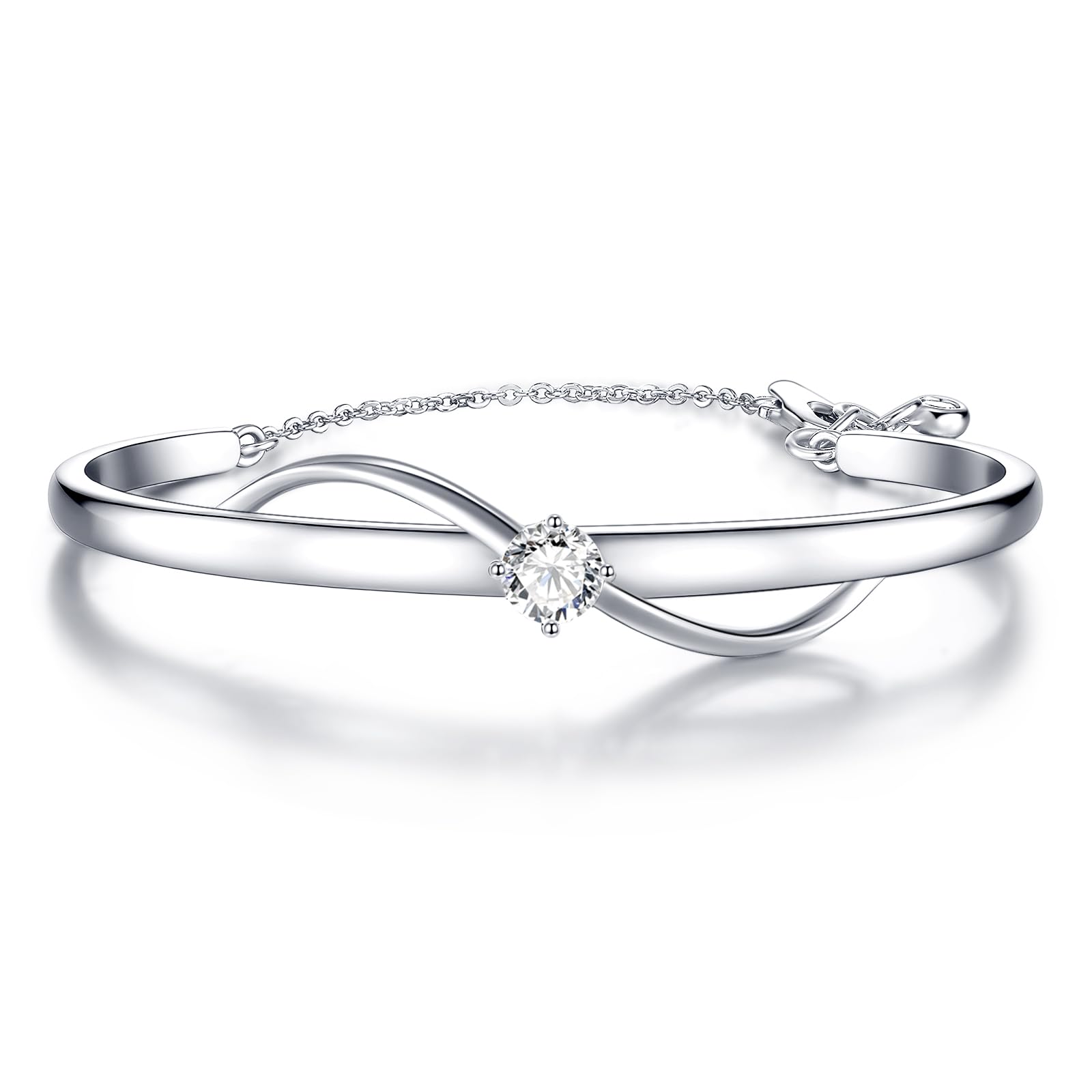 Pulsera Brazalete Abierto de Mujer Bañado en Oro 18K Circonita Joyería para Mujer Novia Madre Hija Esposa Hermana Regalo de Cumpleaños Aniversario San Valentín Navidad